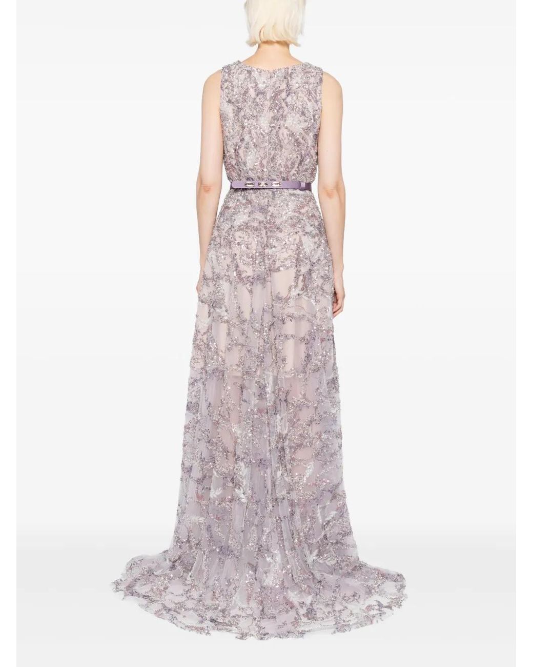 Saiid Kobeisy Purple Embroidered Maxi Dress
