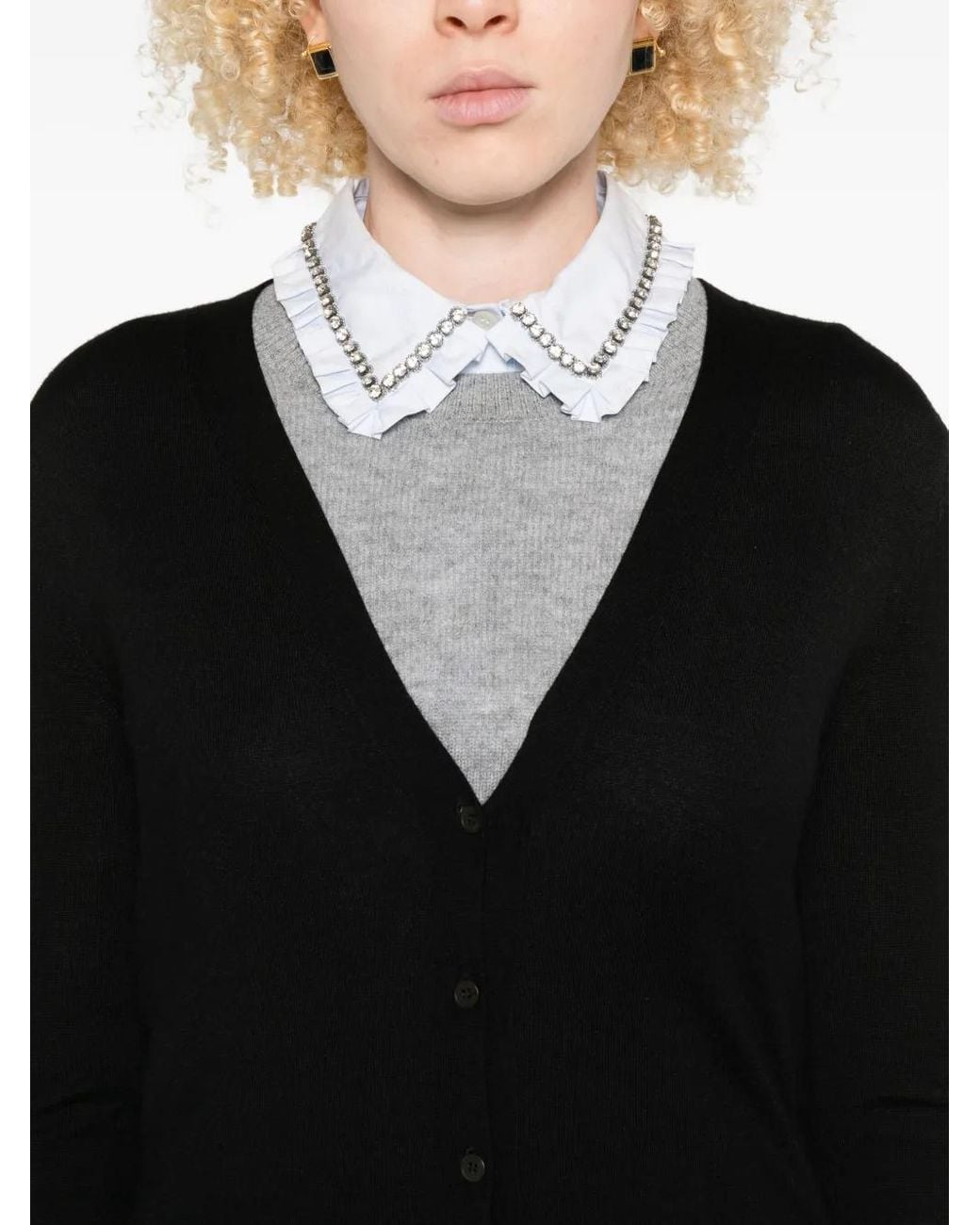 Miu Miu Black V-Neck Cardigan