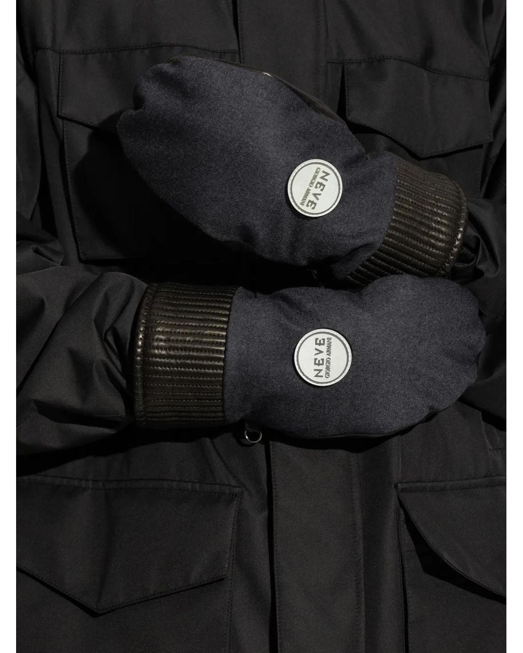 Giorgio Armani Blue Neve Virgin-Wool And Nappa-Leather Gloves for men
