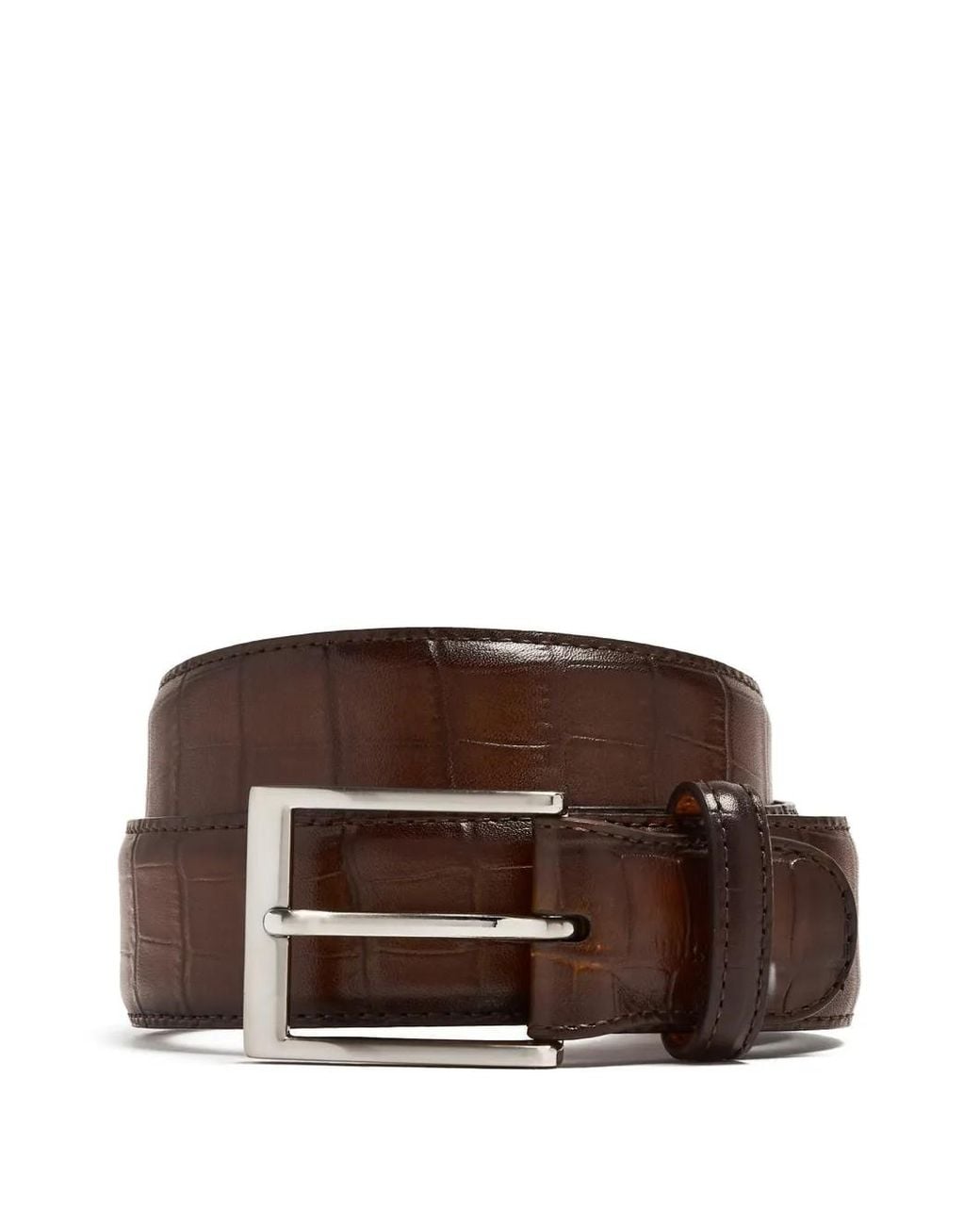 Magnanni Shoes Brown Leather Belt for men