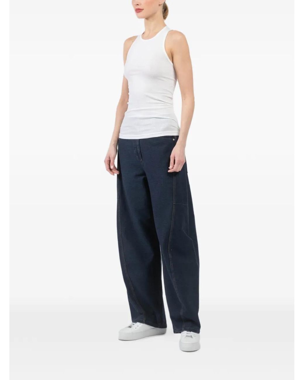 Tibi White Ribbed Tank Top