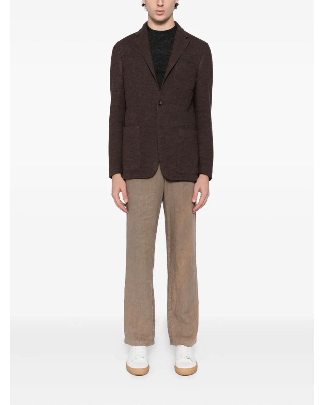 Canali Black Single-Breasted Knitted Blazer for men
