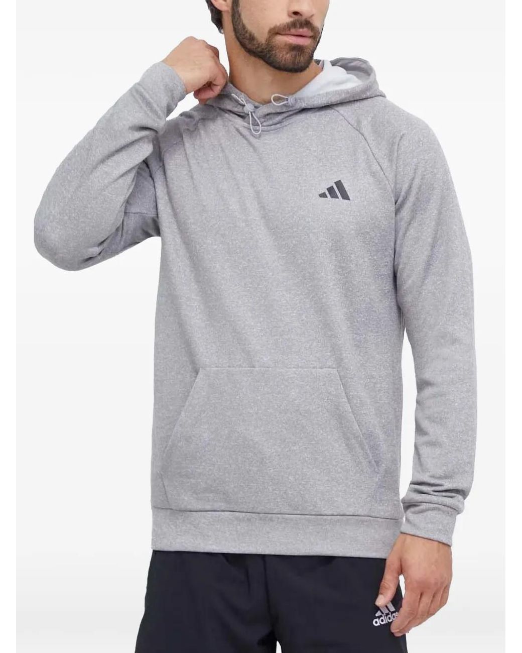 Adidas Gray Logo-Print Hoodie for men