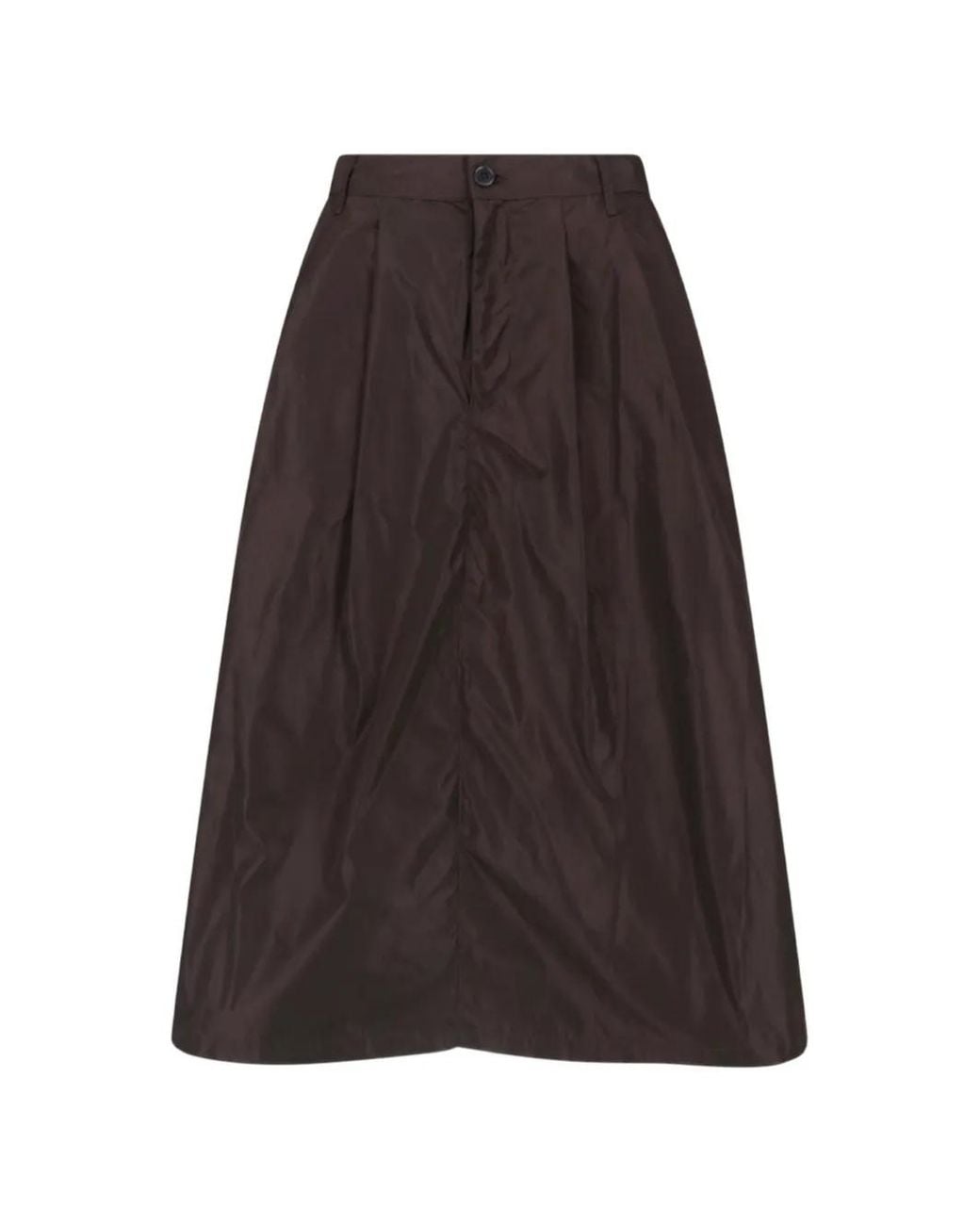Aspesi Brown Technical Fabric Flared Midi Skirt