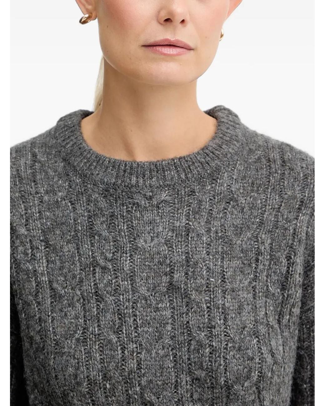 Silvian Heach Gray Cable Knit Sweater
