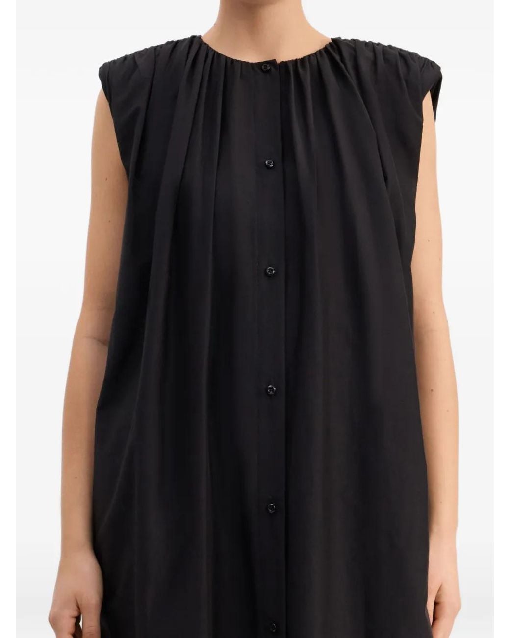 Loulou de Saison Black Button-Fastening Midi Dress