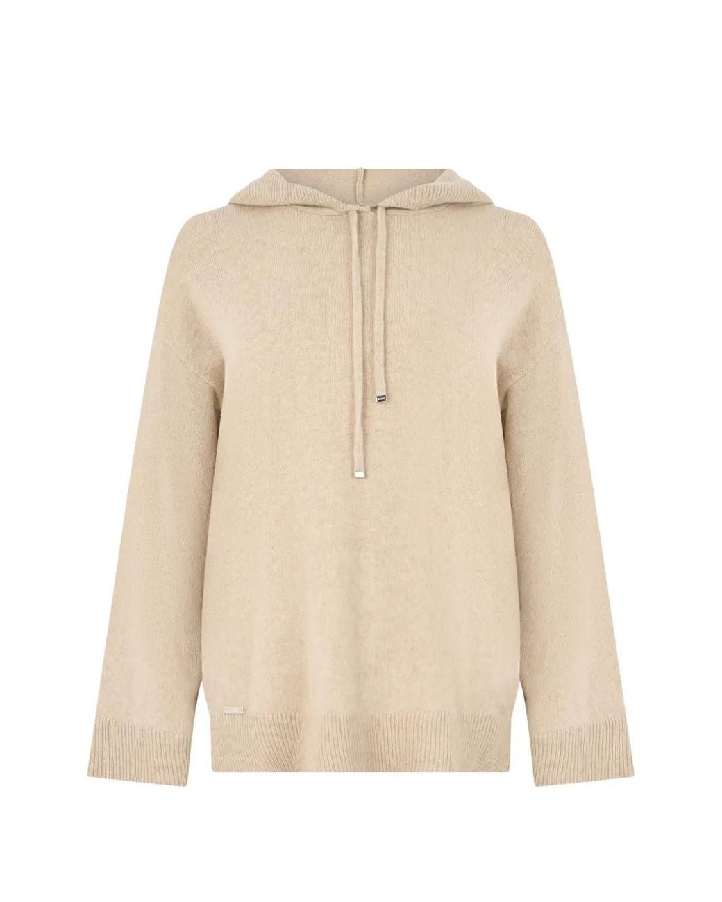 Moorer Natural Charu-Pkt Drawstring-Hoodie Knitted Hoodie