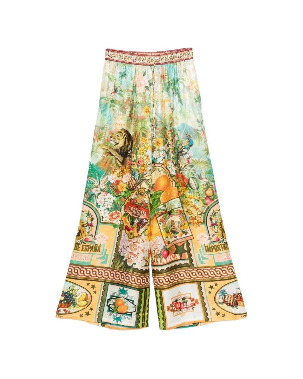 Camilla Yellow Graphic-Print Palazzo Pants