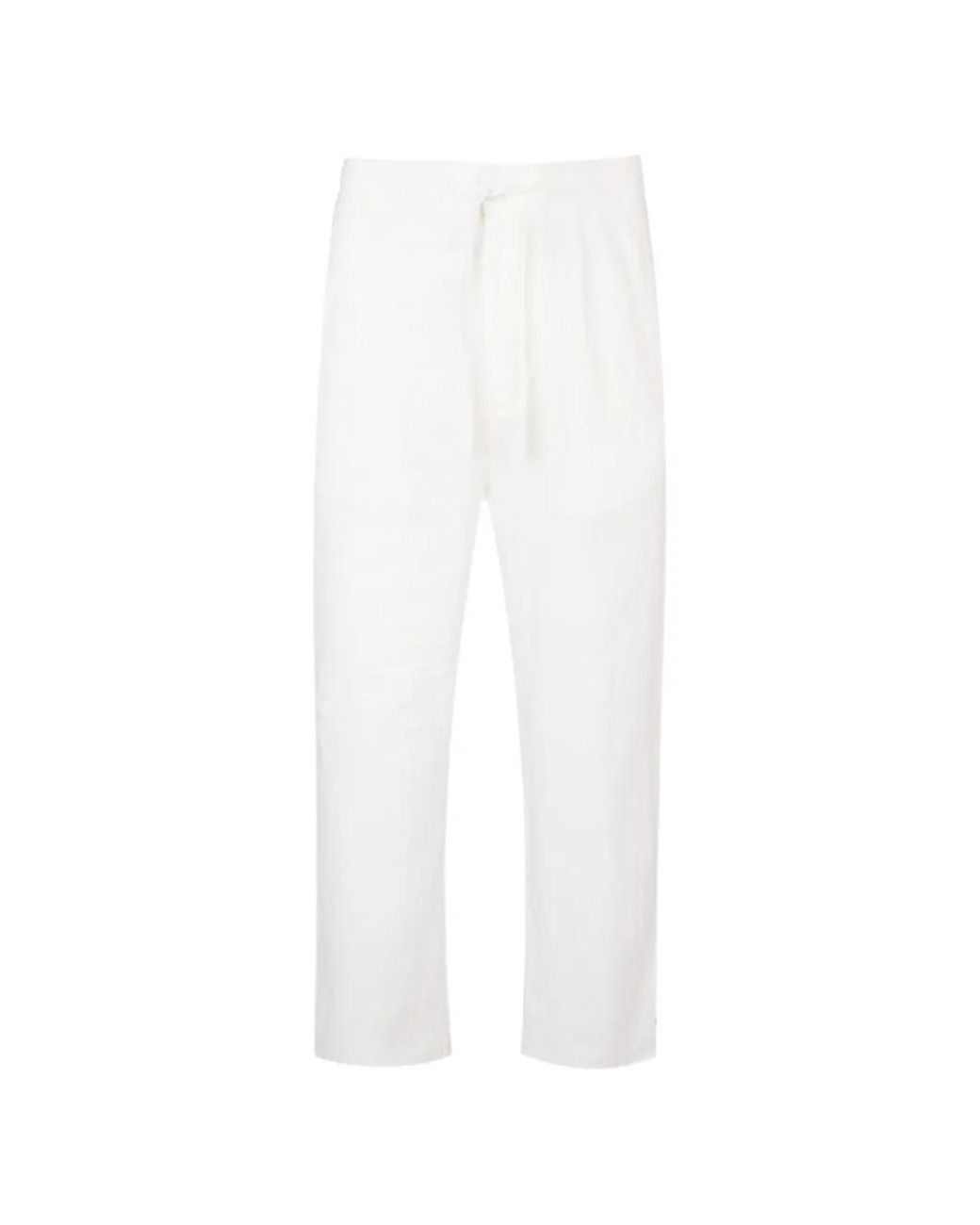 Exit Society White Linen Drawstring Trousers for men