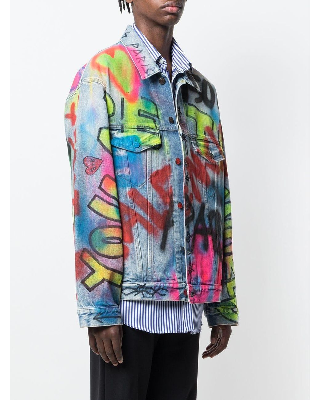 Exclusivo para Farfetch - chaqueta vaquera con motivo de grafiti Balenciaga  de hombre de color Azul | Lyst