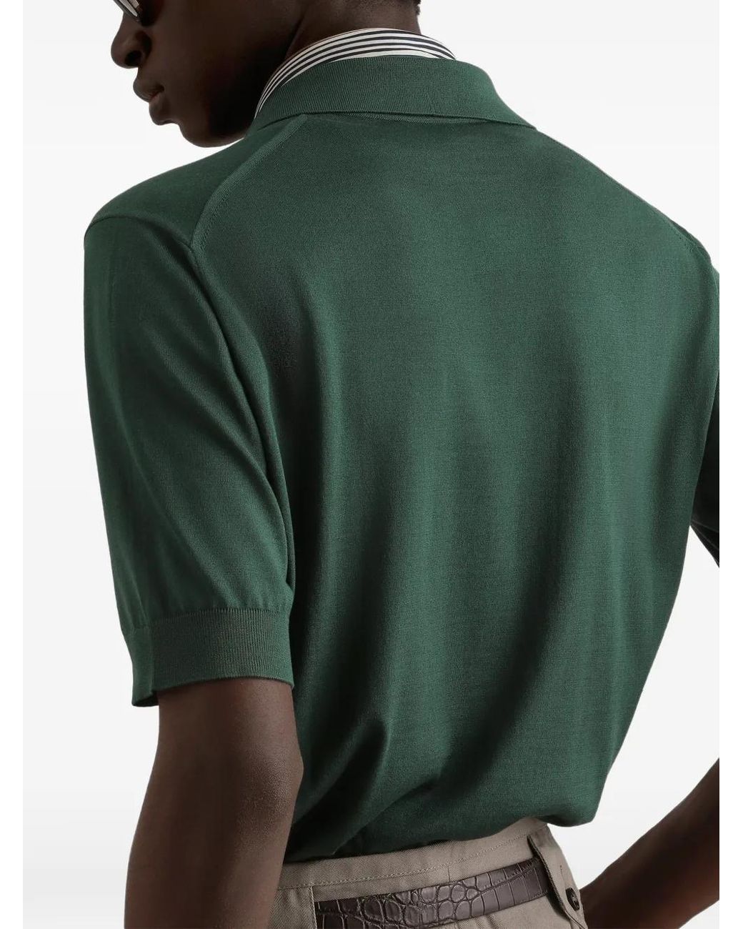 Dolce & Gabbana Green Knit Polo Shirt for men