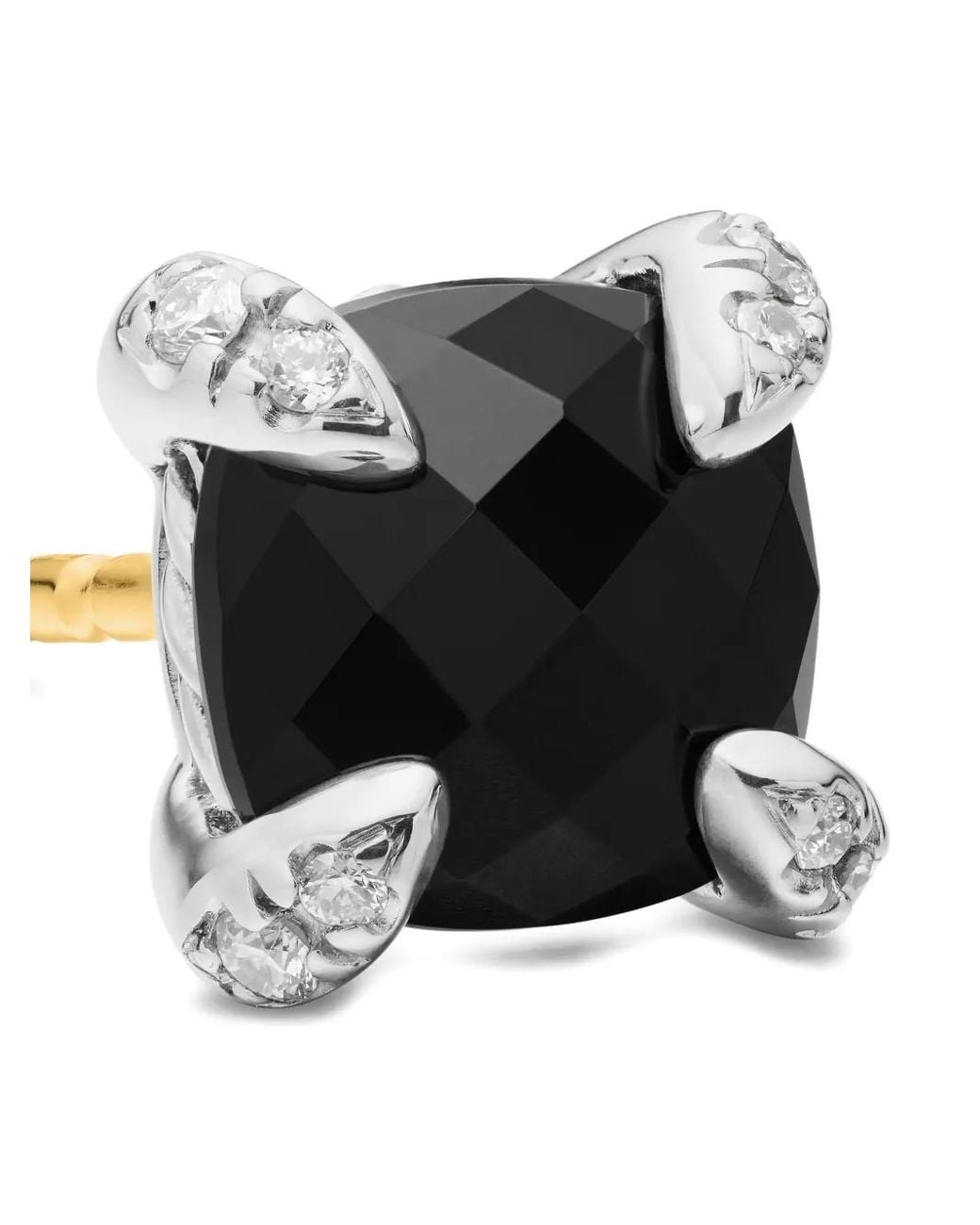 David Yurman Black Sterling Petite Chatelaine Onyx And Diamond Stud Earrings (6Mm)