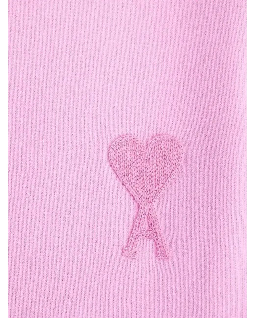 AMI Pink Embroidered-Logo Cotton Track Pants
