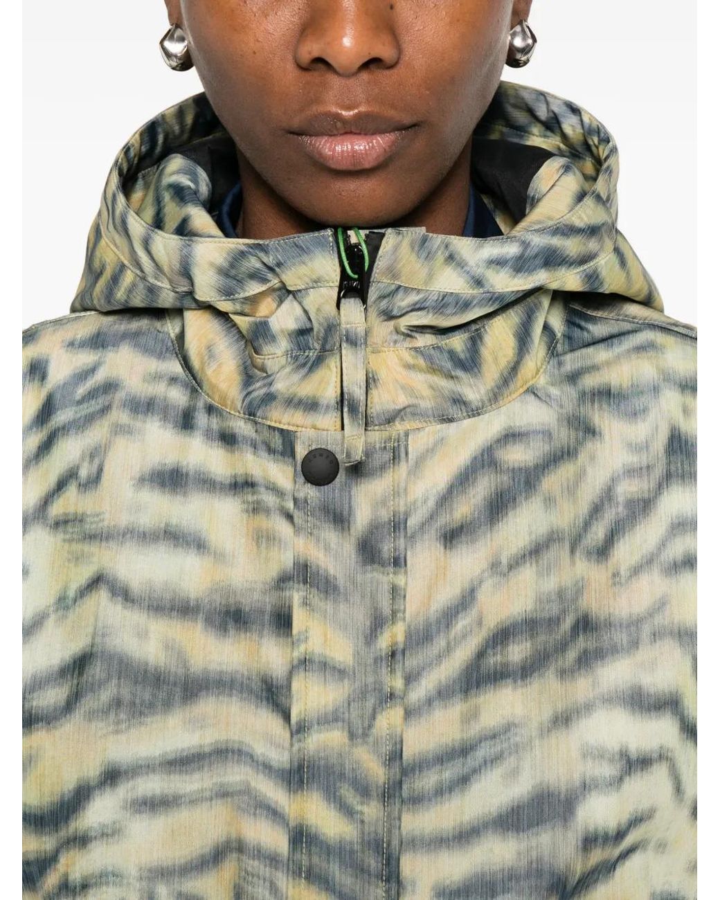 KENZO Green Hooded Animal-Print Jacket