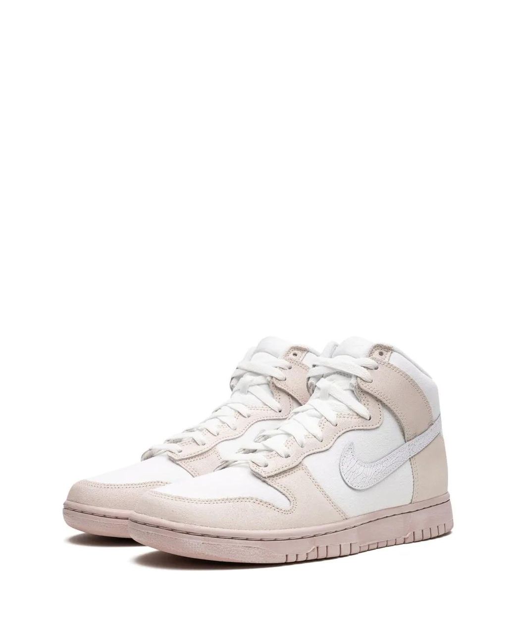 Nike White Dunk High Retro Prm "Cracked Leather Swoosh" Sneakers for men