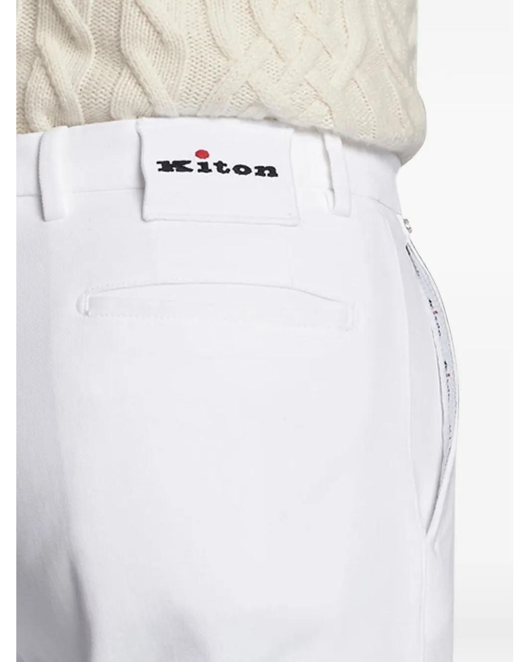 Kiton White Slim-Fit Trousers for men