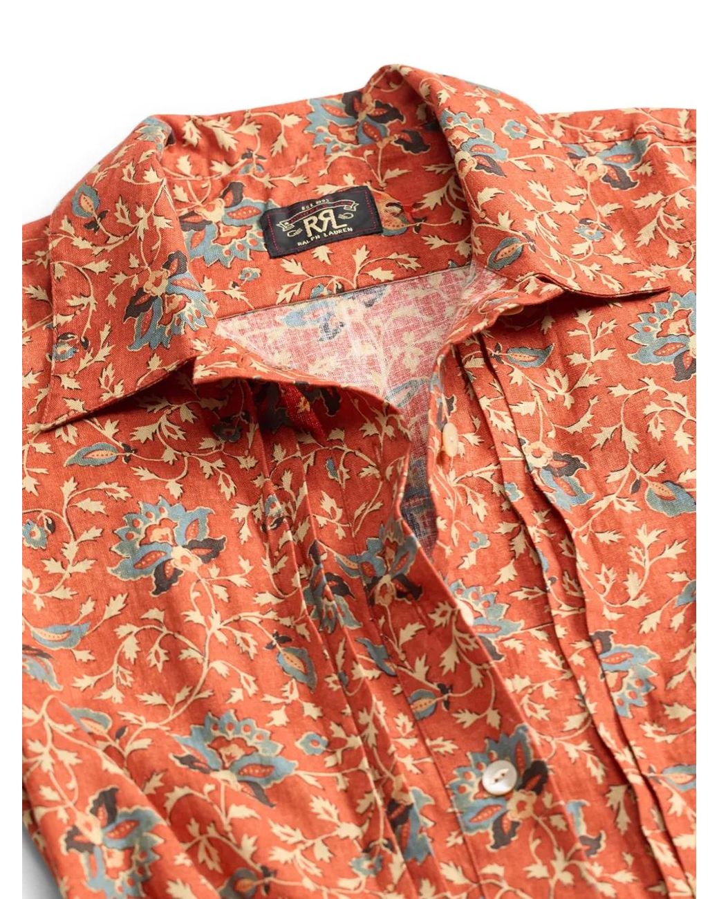 RRL Orange Floral-Print Jumpsuit