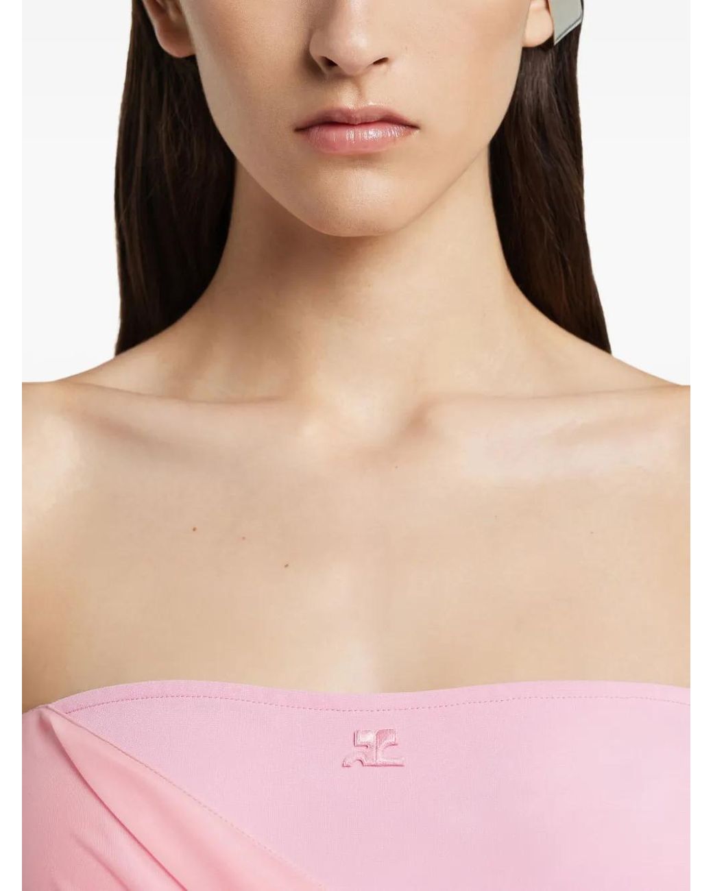 Courreges Pink Draped Jersey Bustier Dress