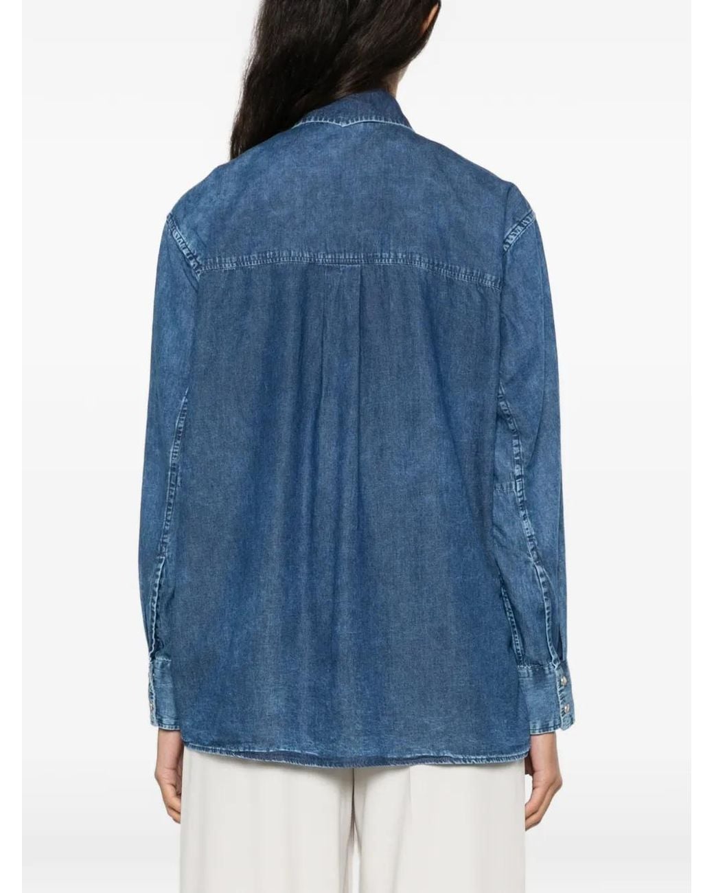 Caliban Blue Chest-Pocket Denim Shirt