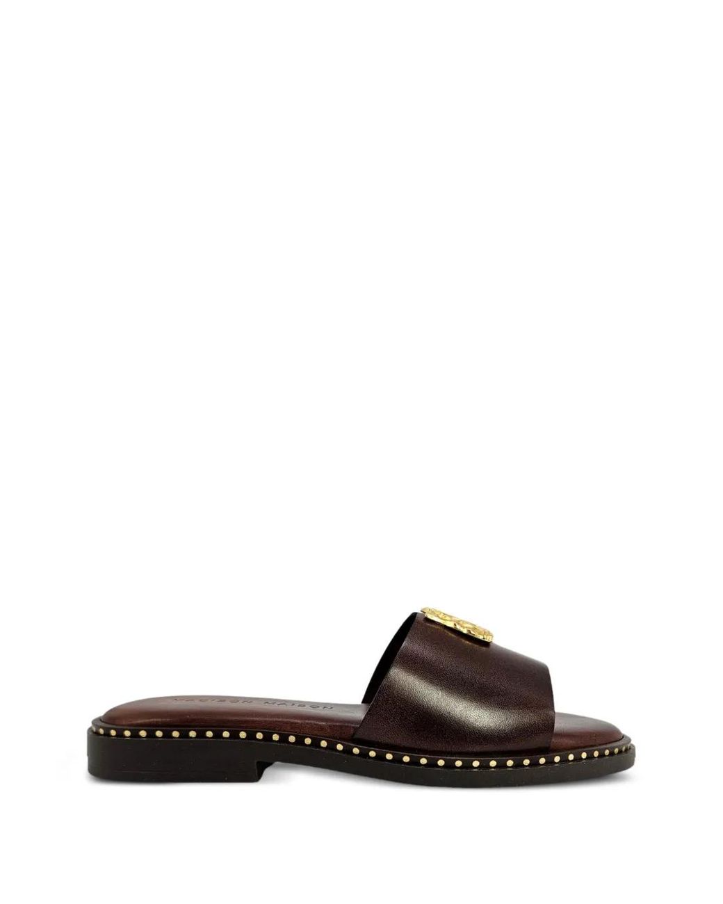 Madison Maison Brown Hammered-Hardware Sandals