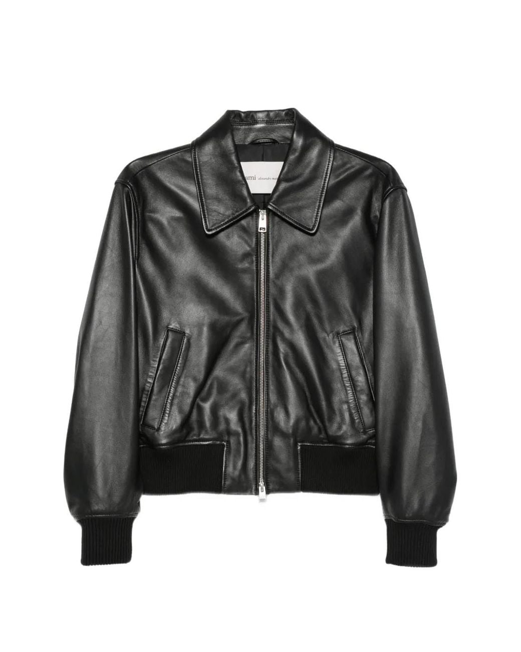 AMI Black Ami De Coeur Leather Jacket