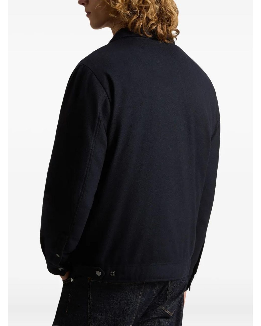 Woolrich Blue Wool Buttoned Shirt Jacket for men