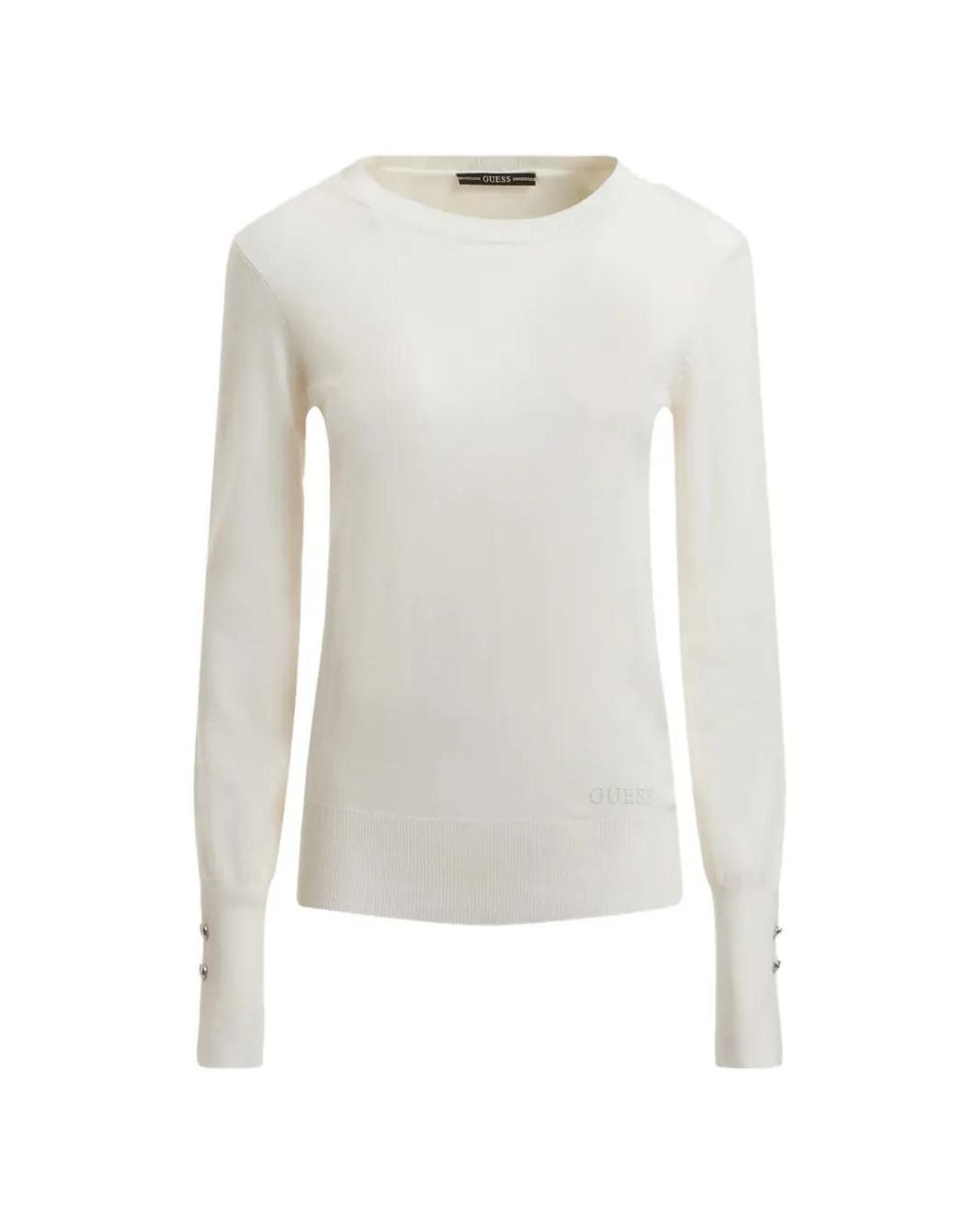 Guess White Button-Details Top