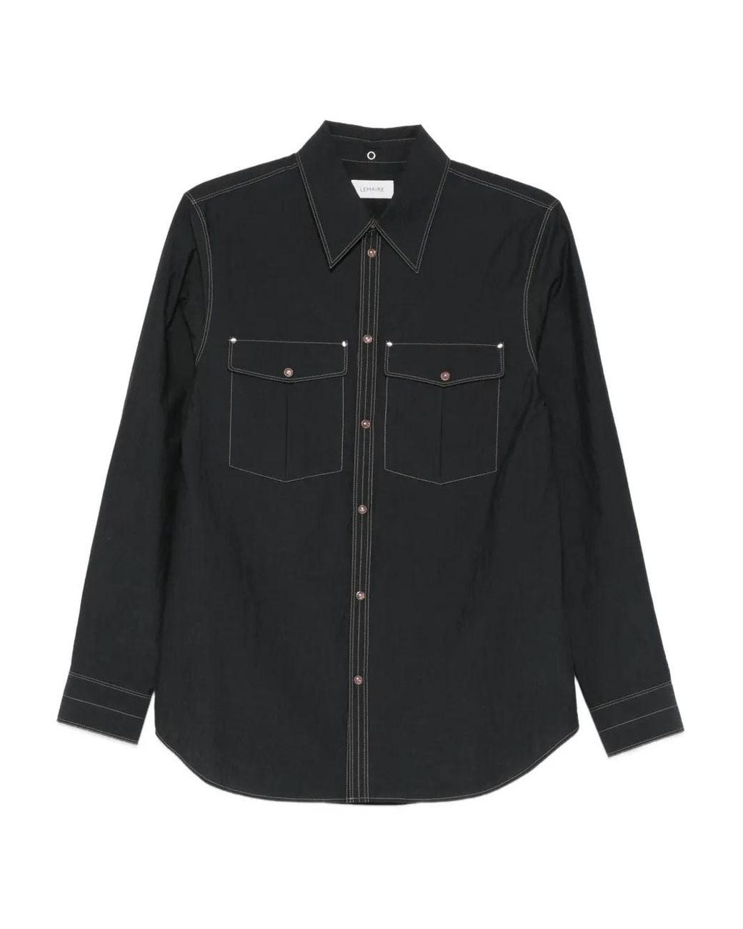 Lemaire Black Topstitching Shirt