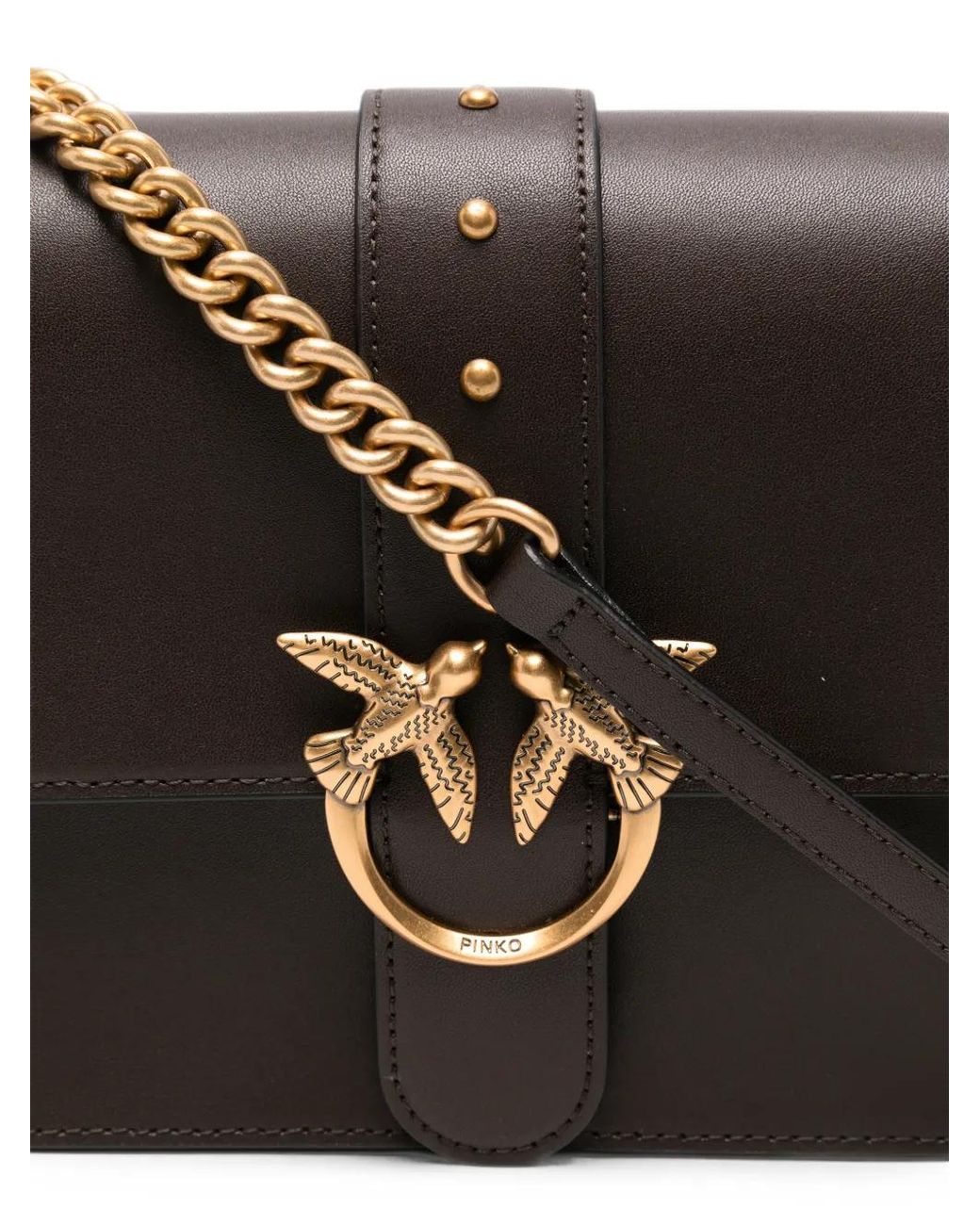 Pinko Black Love Birds Leather Cross Body Bag