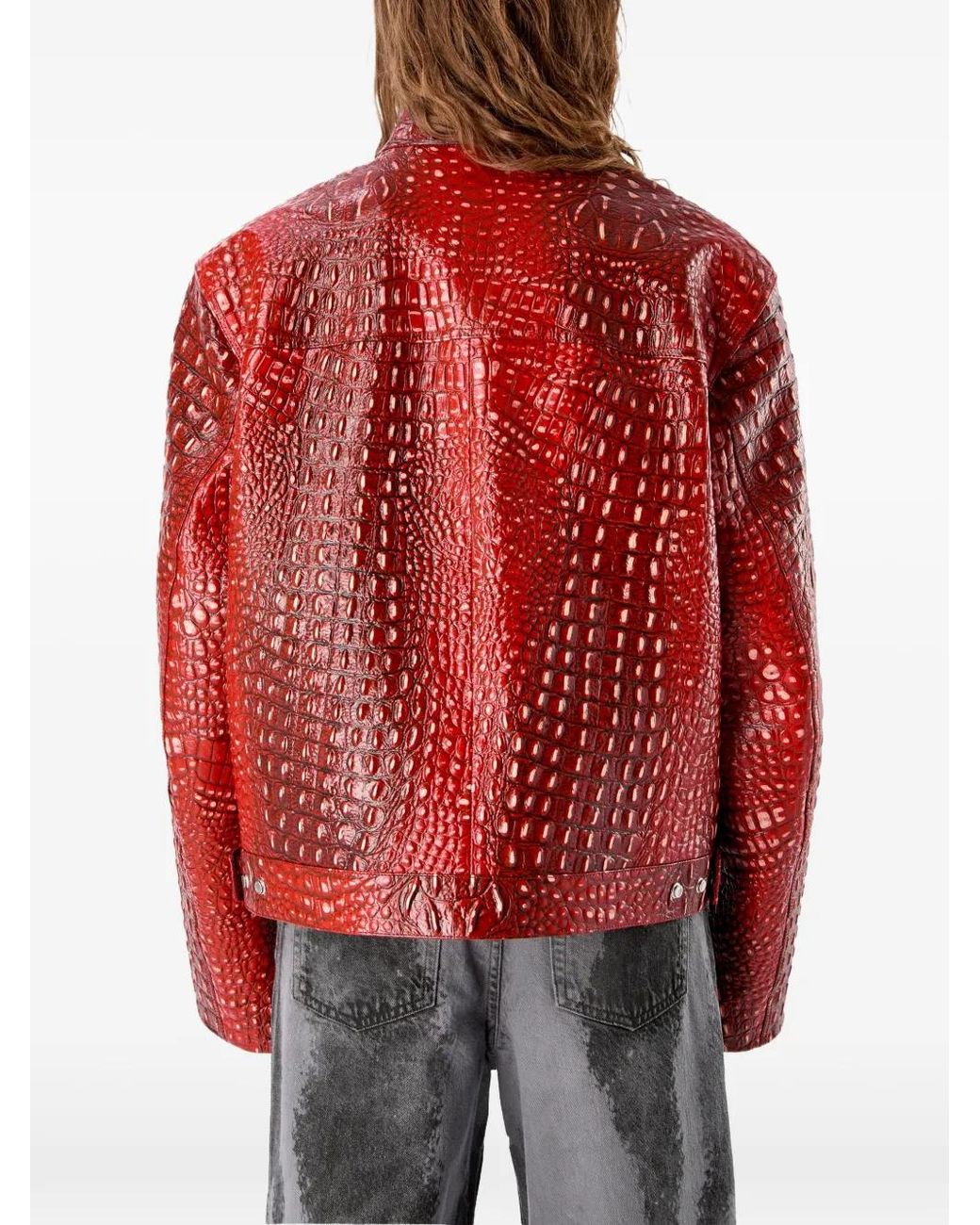 CAMPERLAB Red Zipped Smooth Leather Jacket