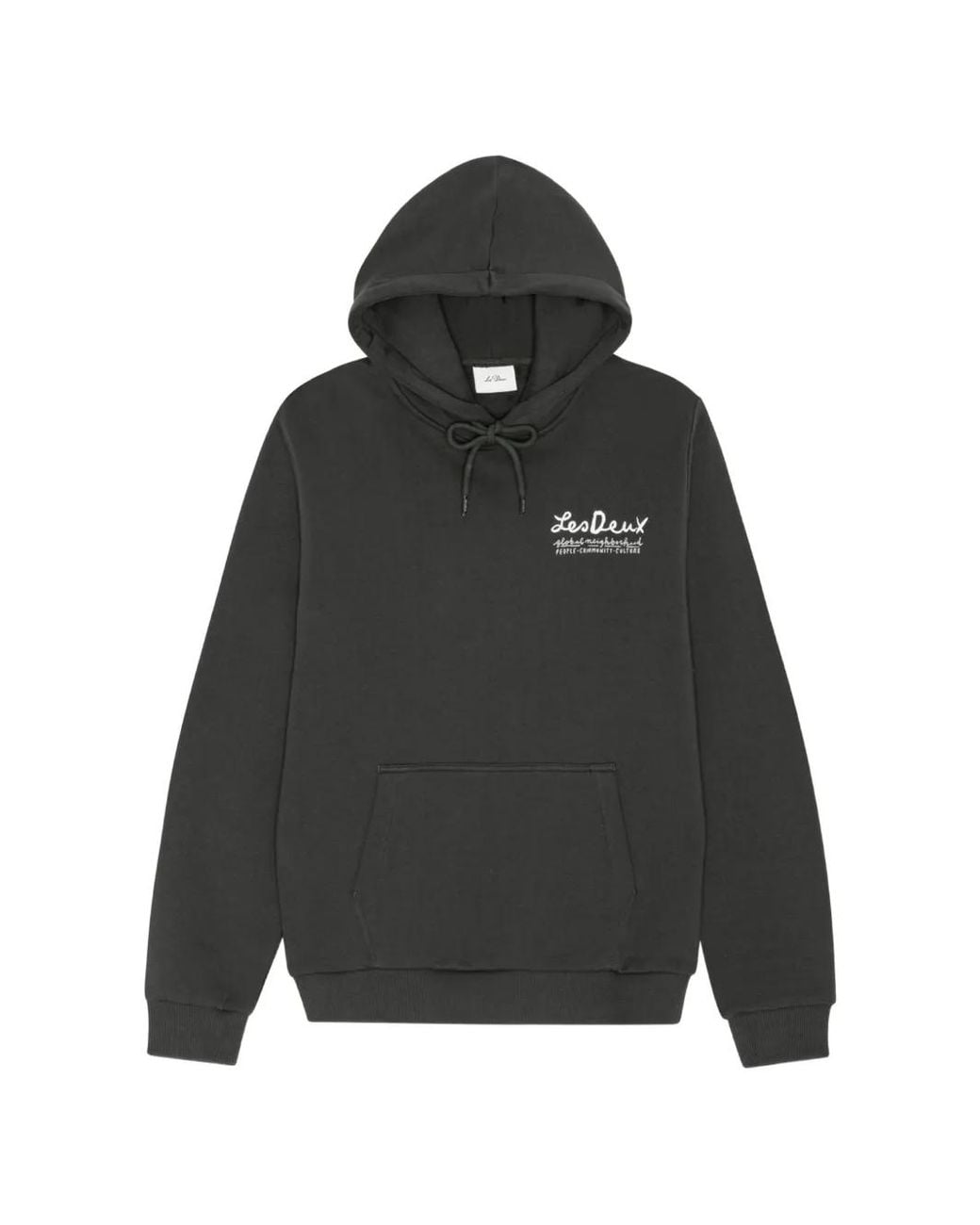 Les Deux Black Rural Graphic-Print Drawstring Hoodie for men