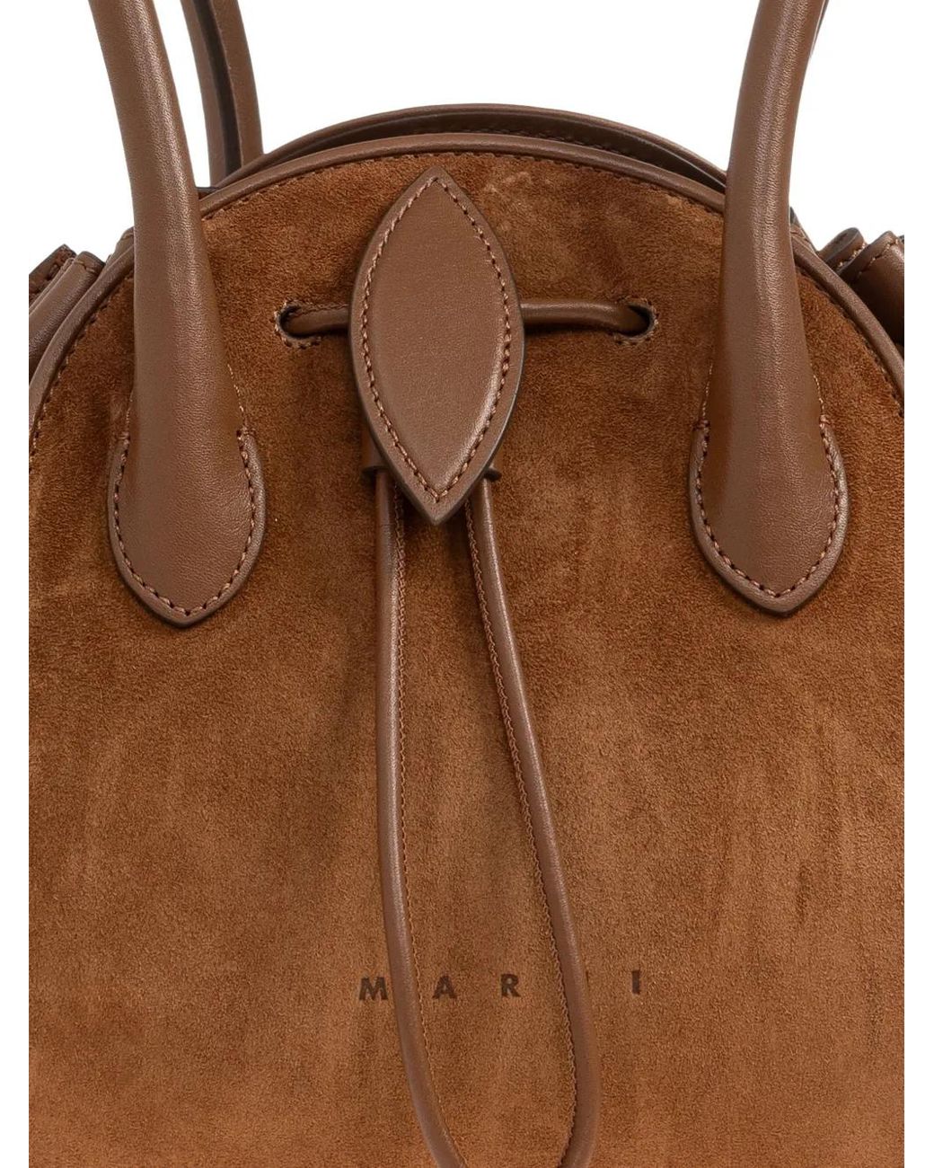 Marni Brown Tulipea Drawstring-Closure Shoulder Bag