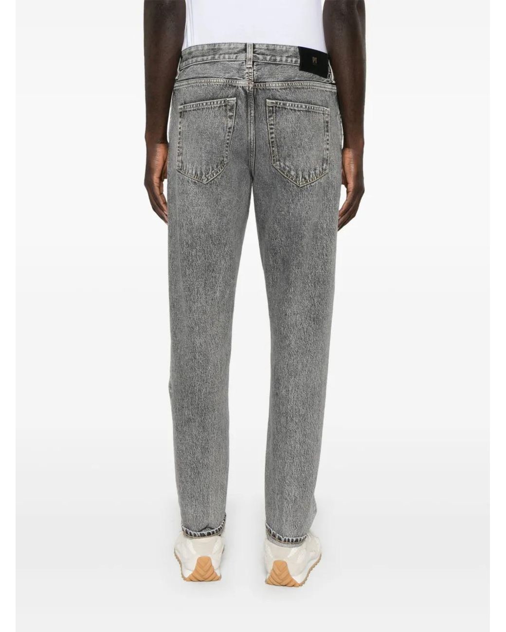 PT Torino Gray Logo-Patch Jeans for men
