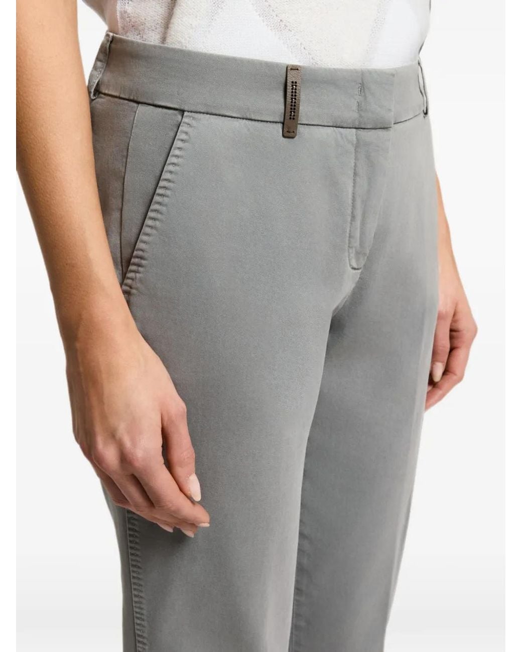 Peserico Gray Pressed-Crease Trousers