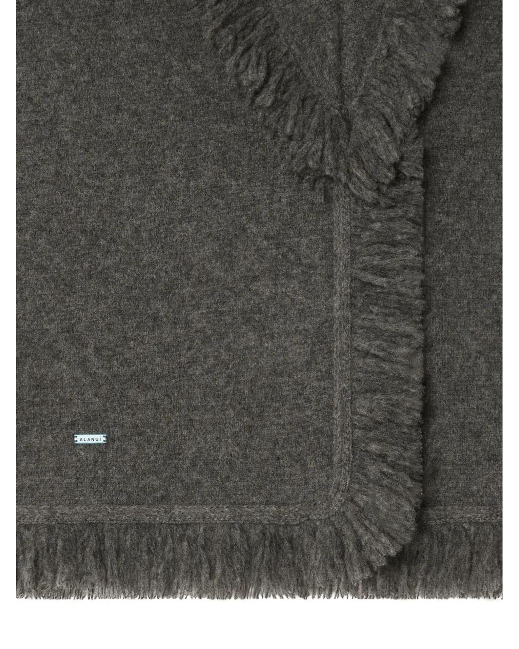 Alanui Gray Finest Fringed Shawl-Collar Cardigan