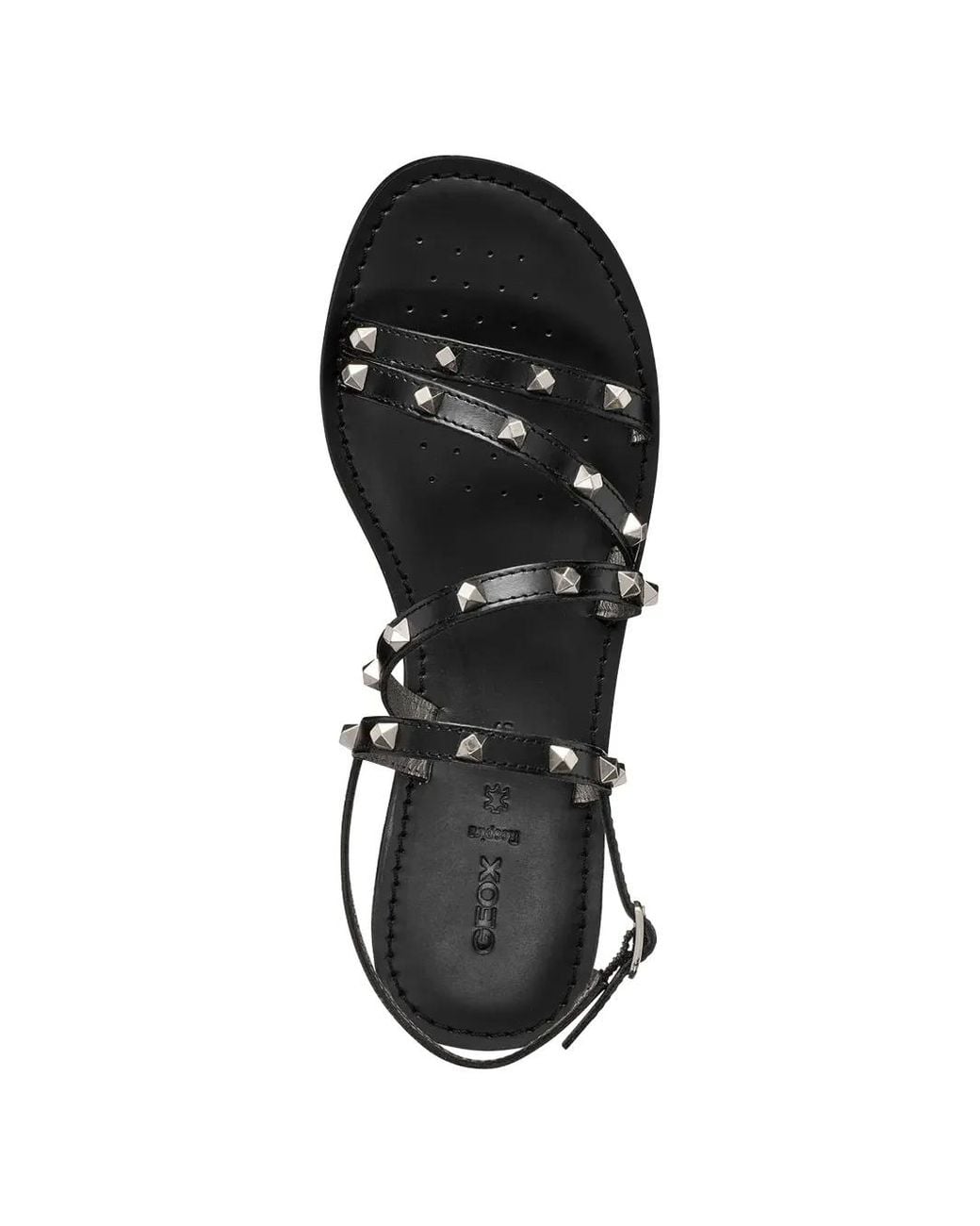 Geox White Stud-Embellished Multi-Strap Sandals