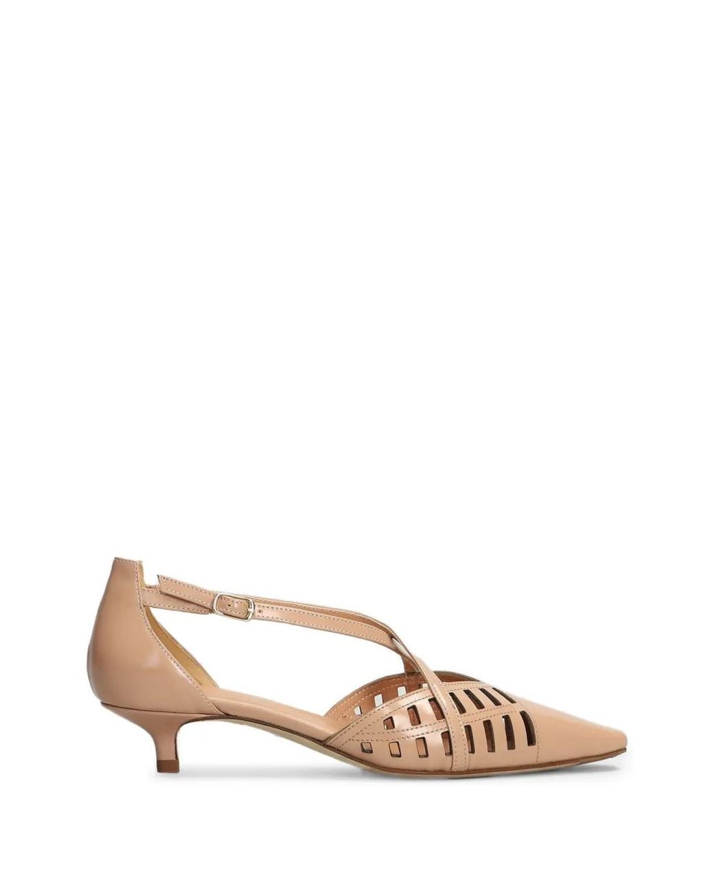 Julie Dee Natural Cut-Out Pointed-Toe Pumps