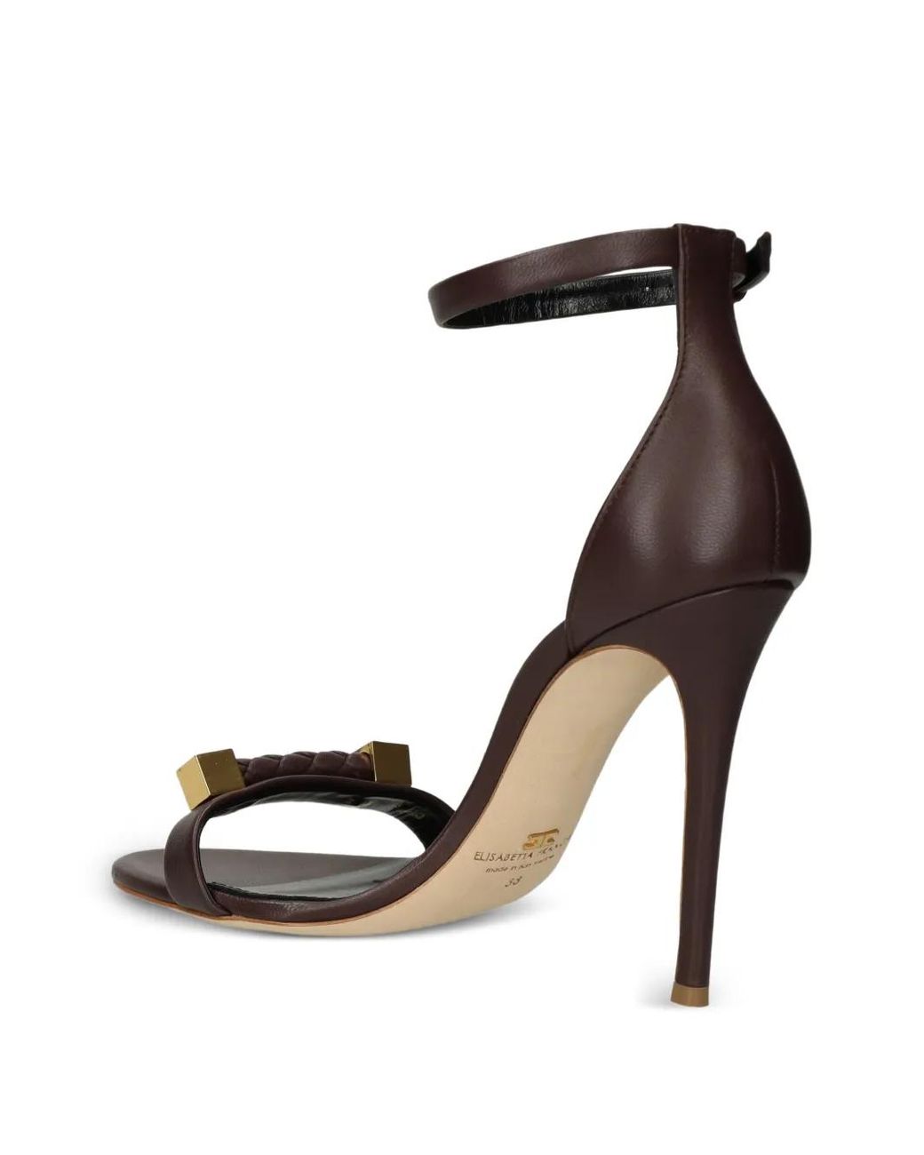 Elisabetta Franchi Black Leather Sandals With Logo Details