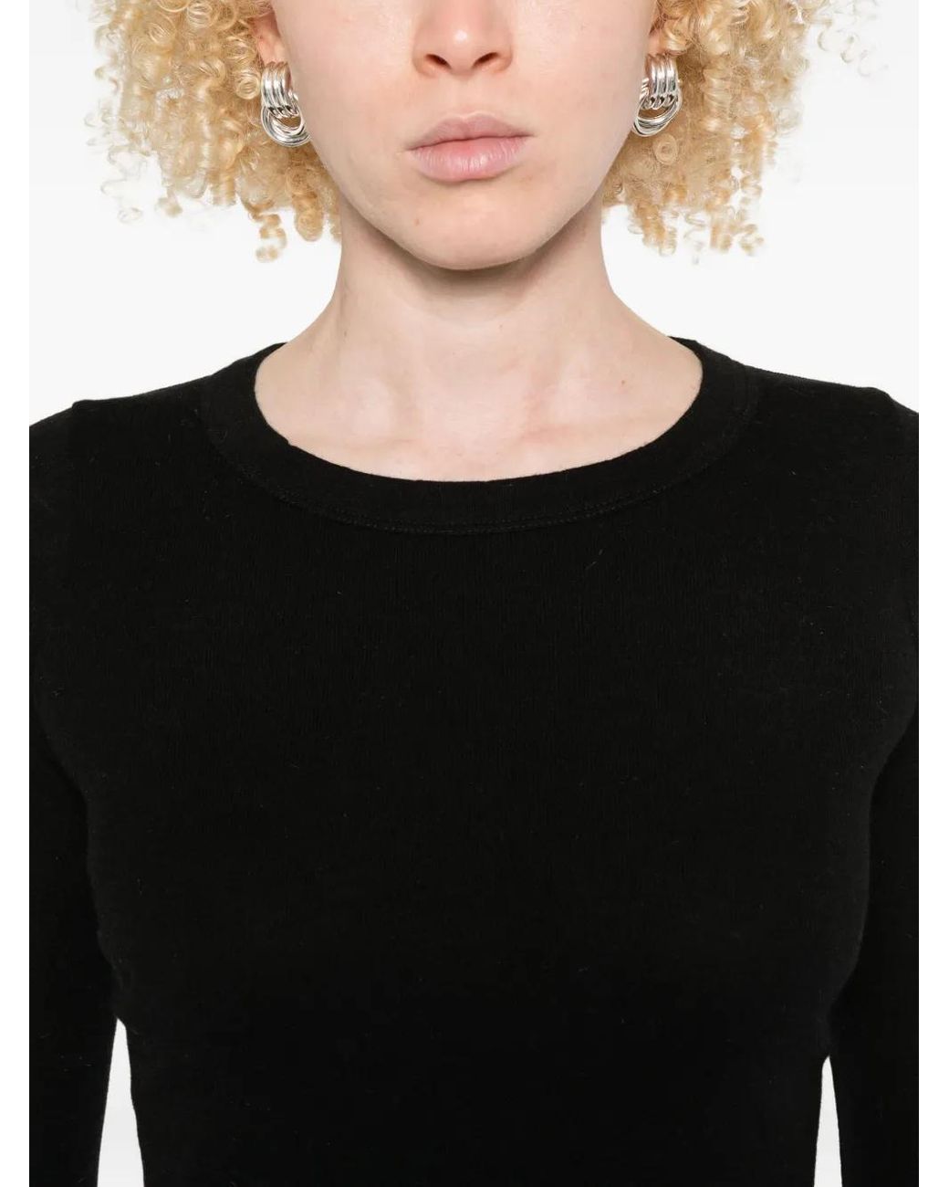 Rick Owens Black Long-Sleeve Round-Neck Top