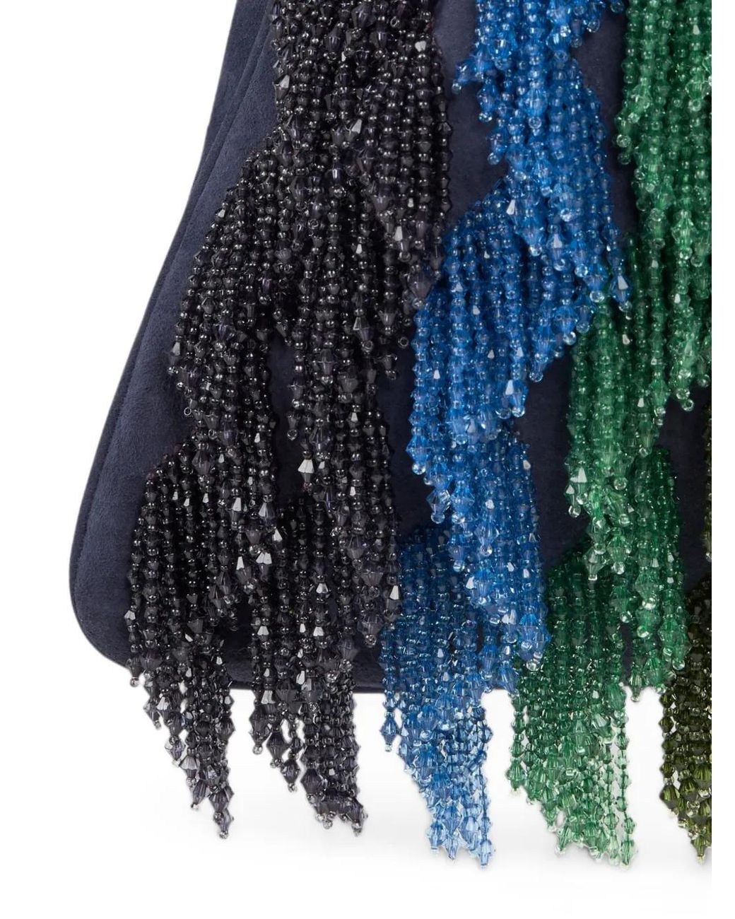 Etro Blue Small Suede Kalispera Bag With Multicoloured Beads