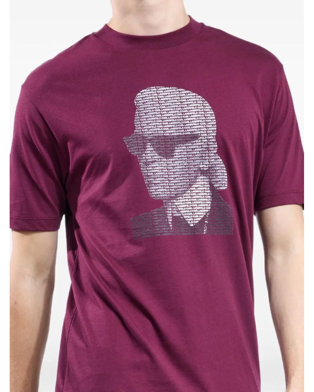 Karl Lagerfeld Purple Logo-Print Cotton T-Shirt for men