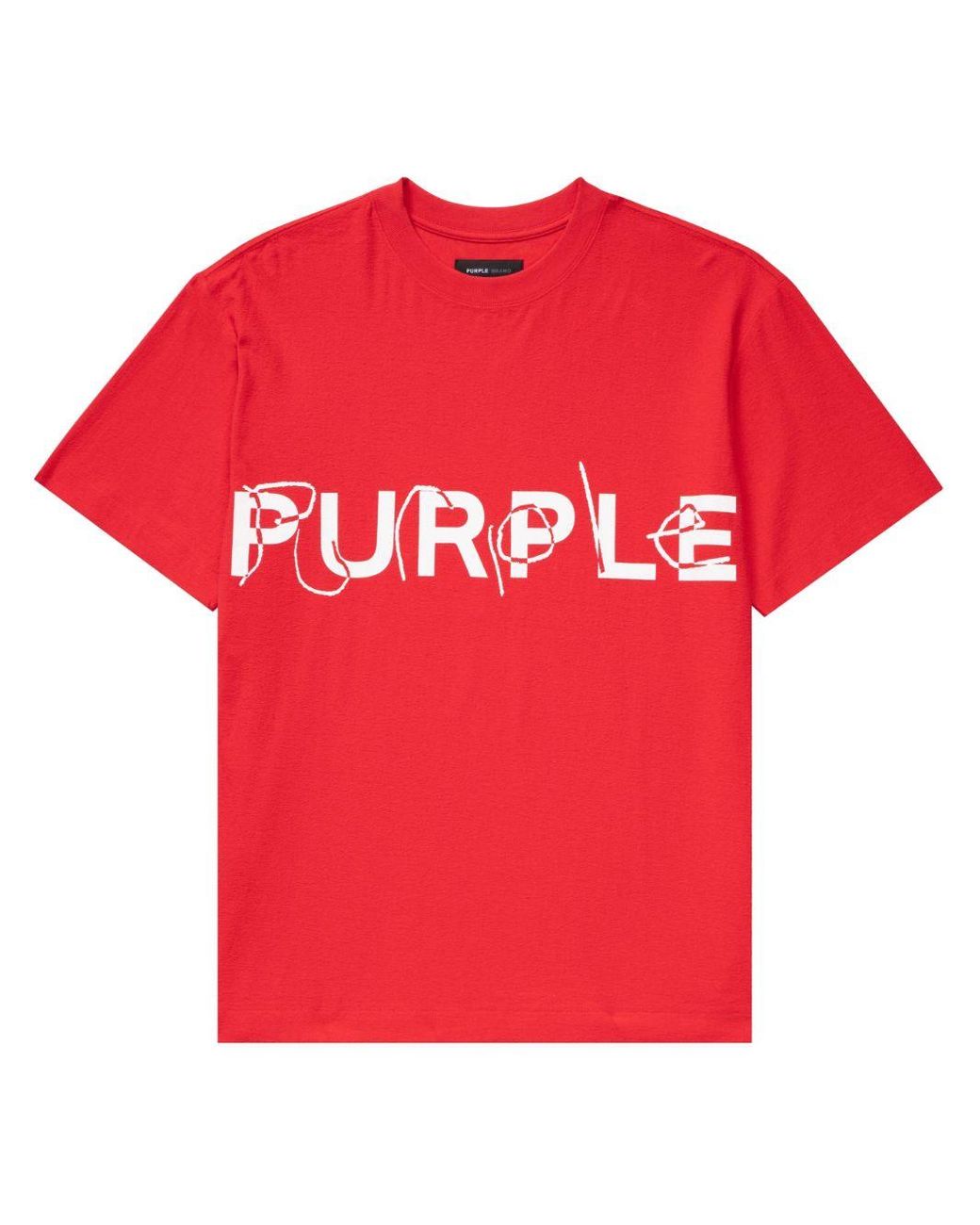 Purple Brand Logo-lettering Cotton T-shirt in Red for Men