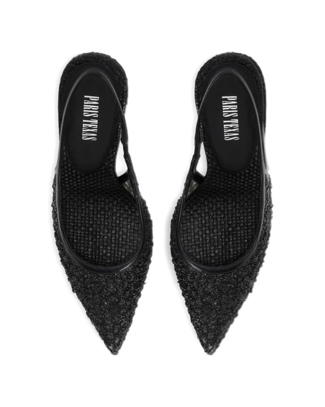 Paris Texas Black Lidia Woven-Design Slingback Sandals