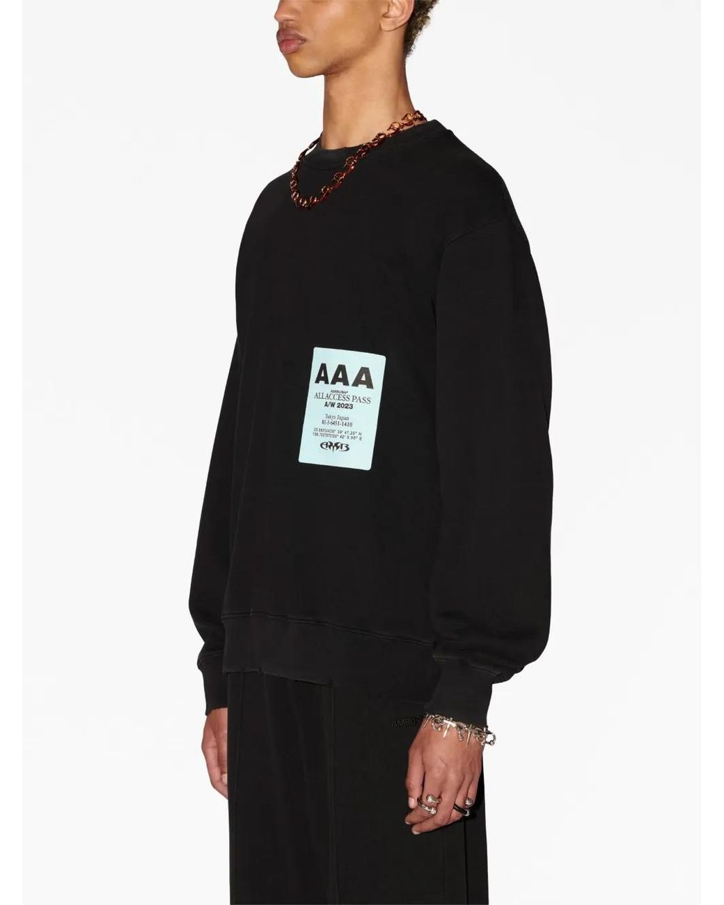 Ambush Black Pass-Patch Cotton Sweatshirt for men