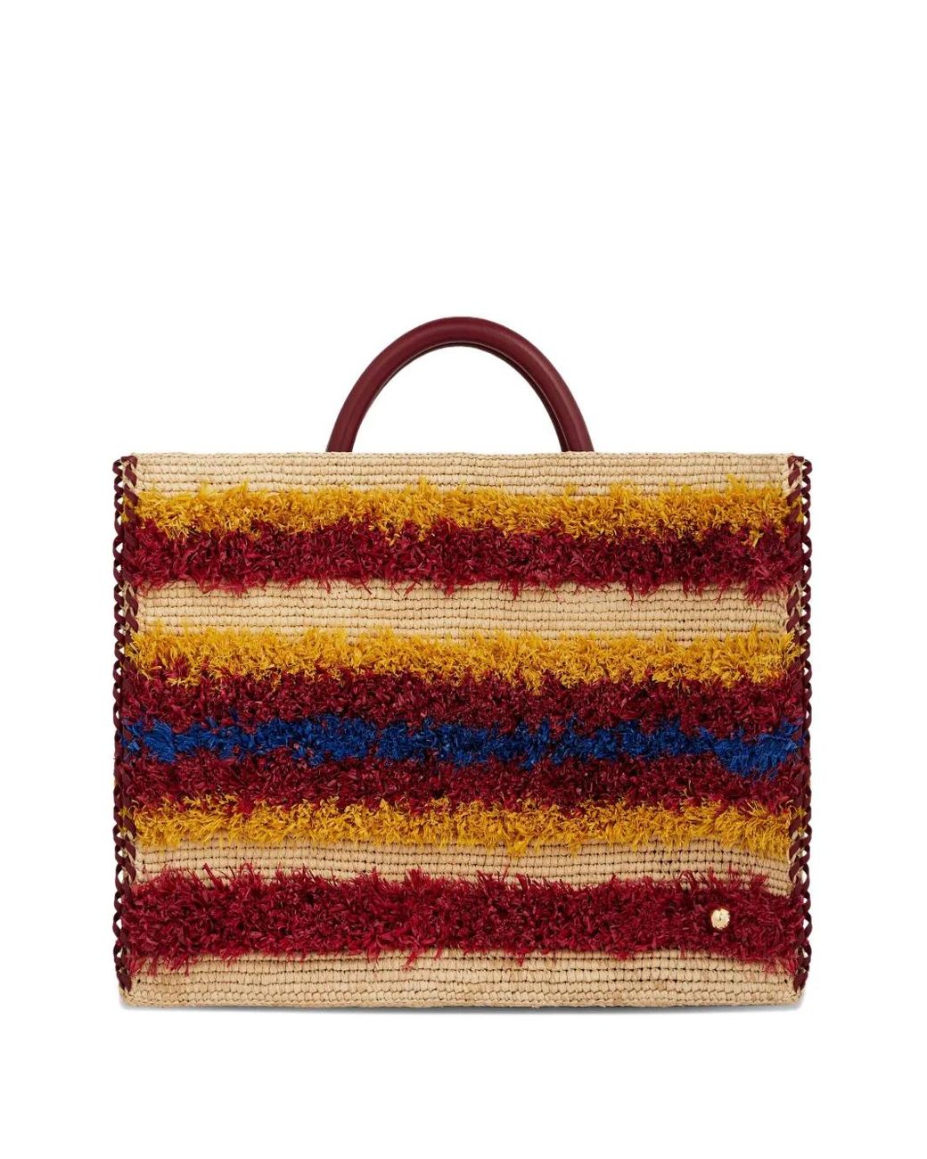 Rabanne Red Striped Woven Tote Bag