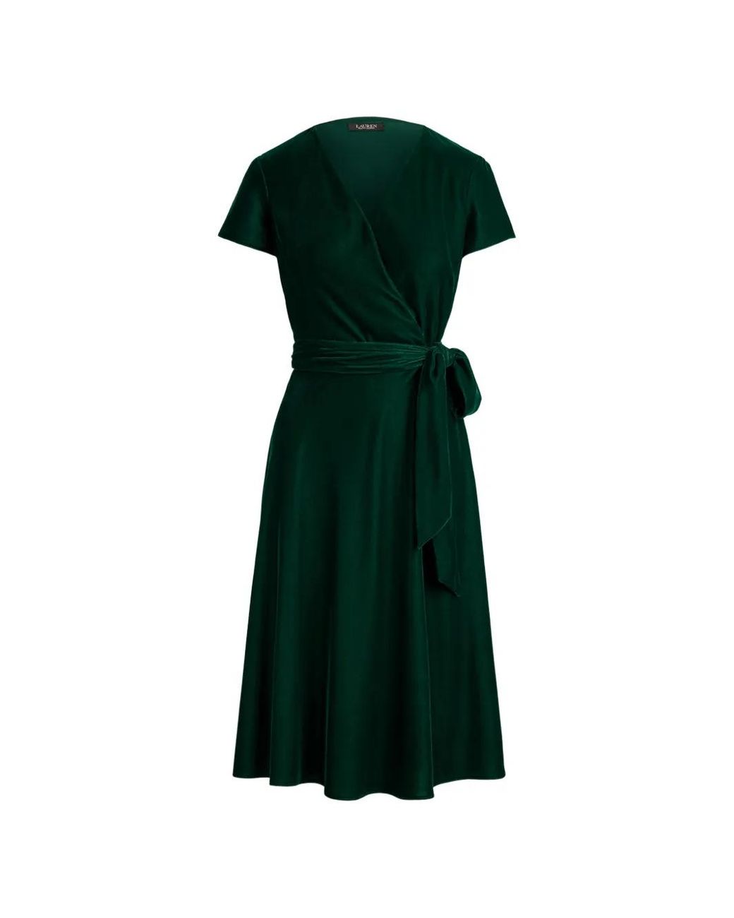 Ralph Lauren Green Karla Wrap-Style Midi Dress
