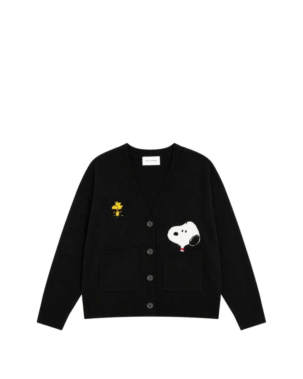 Chinti & Parker Black Snoopy Peek Pocket Cardigan
