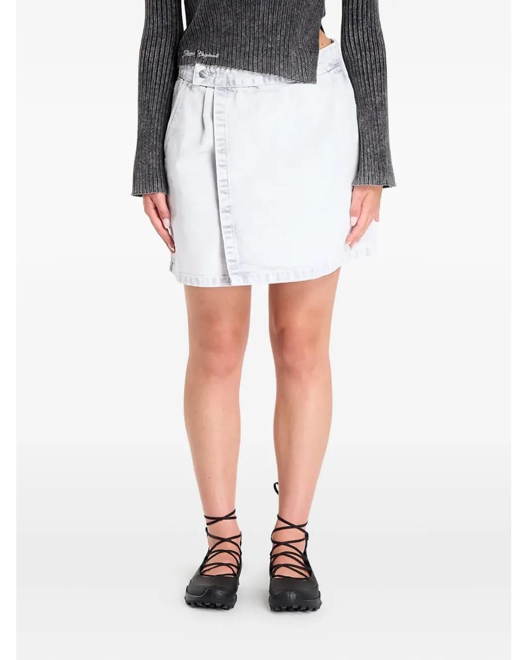 Carhartt White Emery Wrap-Front Mini Skirt