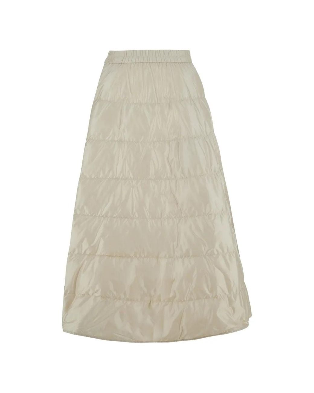 Moncler White Quilted Logo-Patch Maxi Skirt