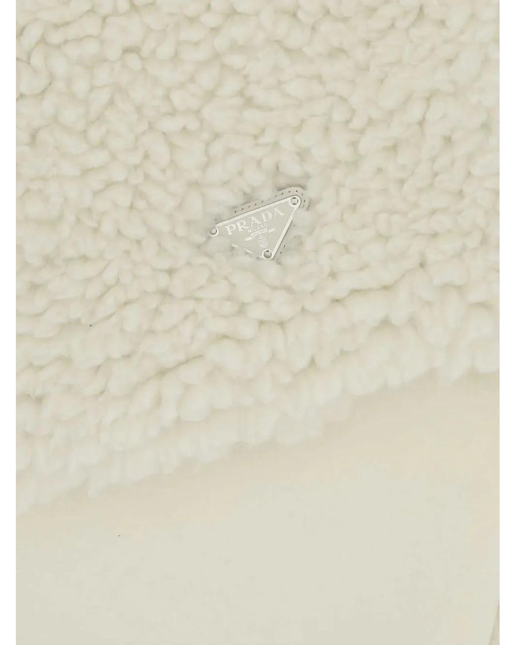 Prada White Teddy Logo-Plaque Scarf